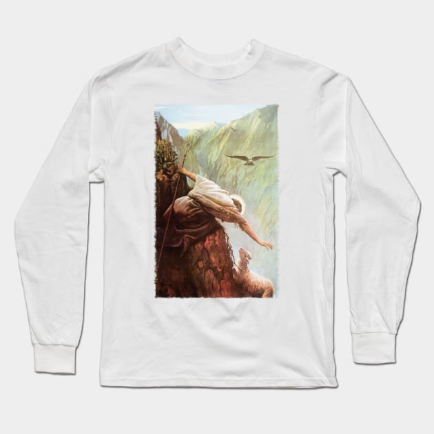 The Lost Sheep Luke 15:3-7 Long Sleeve T-Shirt by Beltschazar